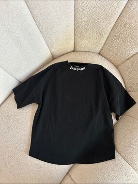 Palm Angels Kids Black Short Sleeve Tee with Neck Logo